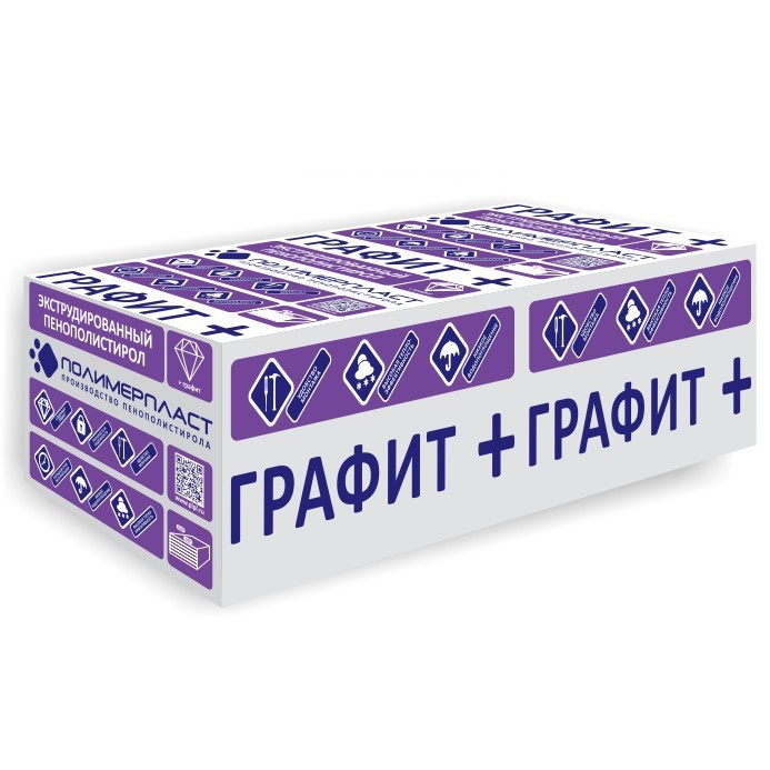Экструдированный пенополистирол Графит+ ЭПС 35 1180х580х100 мм, 4 шт/уп, 2,74 м²