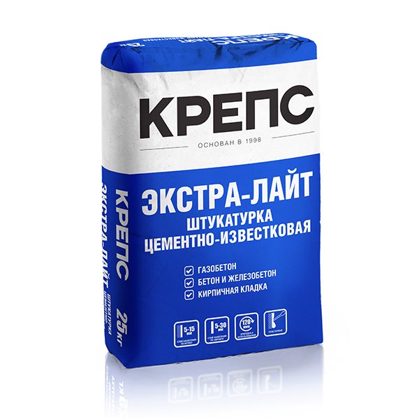 Штукатурка цементно-известковая Крепс Экстра-лайт, 25кг