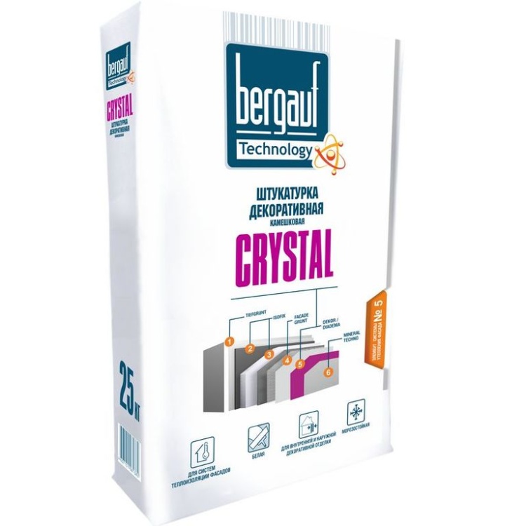 Штукатурка декоративная Bergauf (Бергауф) Crystal камешковая 1–1,5 мм, 25 кг