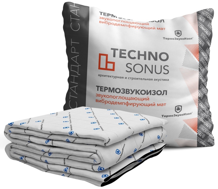 Мат для звукоизоляции Техносонус ТермоЗвукоИзол Стандарт S 10х1,5 м х 10 мм