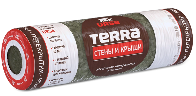 Утеплитель Ursa Terra 37 RN Стены и крыши 6000х1220х100 мм