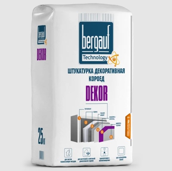 Штукатурка декоративная Bergauf (Бергауф) Dekor короед 2,5–3 мм зимняя, 25 кг