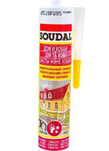 Герметик силиконовый универсальный Soudal, прозрачный, 280 мл