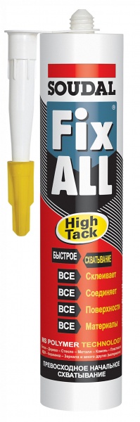 Гибридный клей-герметик Soudal FIX ALL Hight Tack, белый, 290мл
