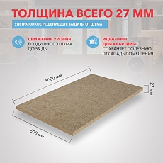 Rockwool Акустик Баттс Ультратонкий (1000*600*27) 12п/0,194м3/7,2м2/14пач.под